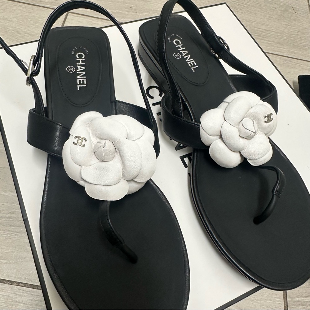 Chanel black classic sandals